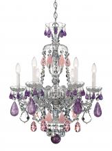  5535CL - Hamilton Rock Crystal 6 Light 120V Chandelier in Polished Silver with Clear Crystal and Rock Cryst